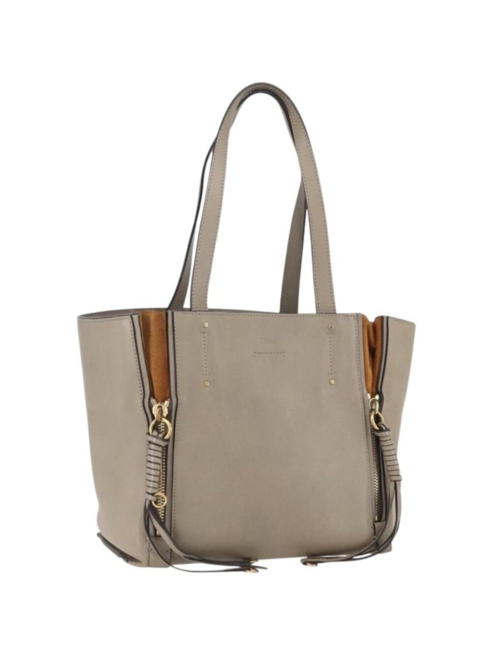 Chloe Milo Tote Bag Leather Beige Gold